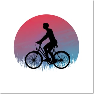 Cycle background sunset vintage retro style Posters and Art